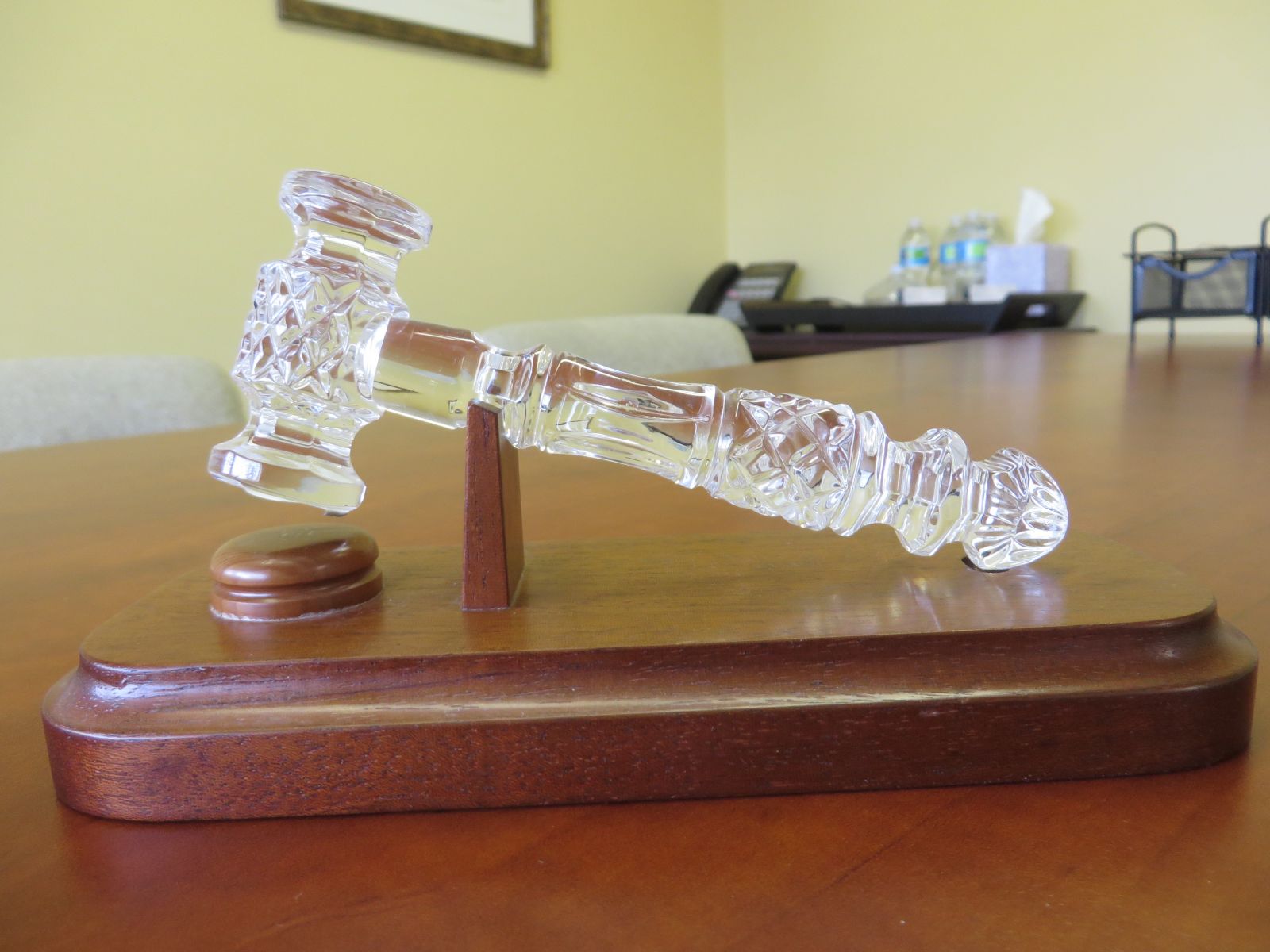 Clear Gavel and stand representing justice